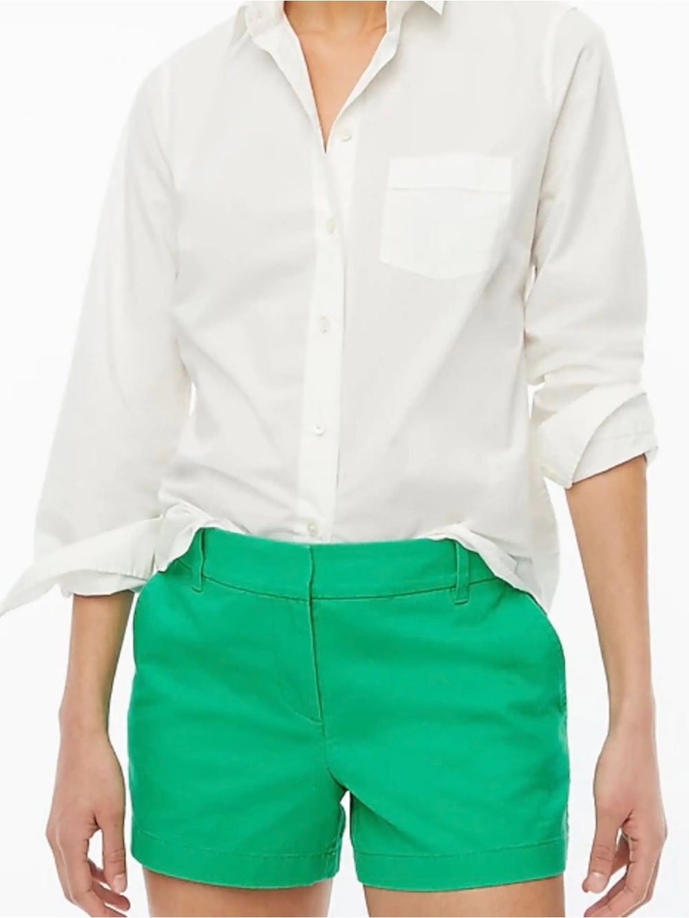 J. Crew Chino Emerald Green Cotton Zip-Front Shorts